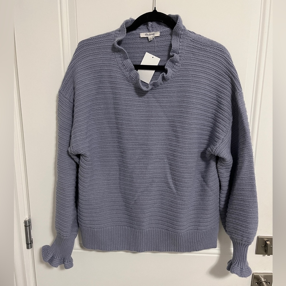 NWT - Madewell Women’s Merino Wool Blended Ruffled Collar Sweater - Size XL